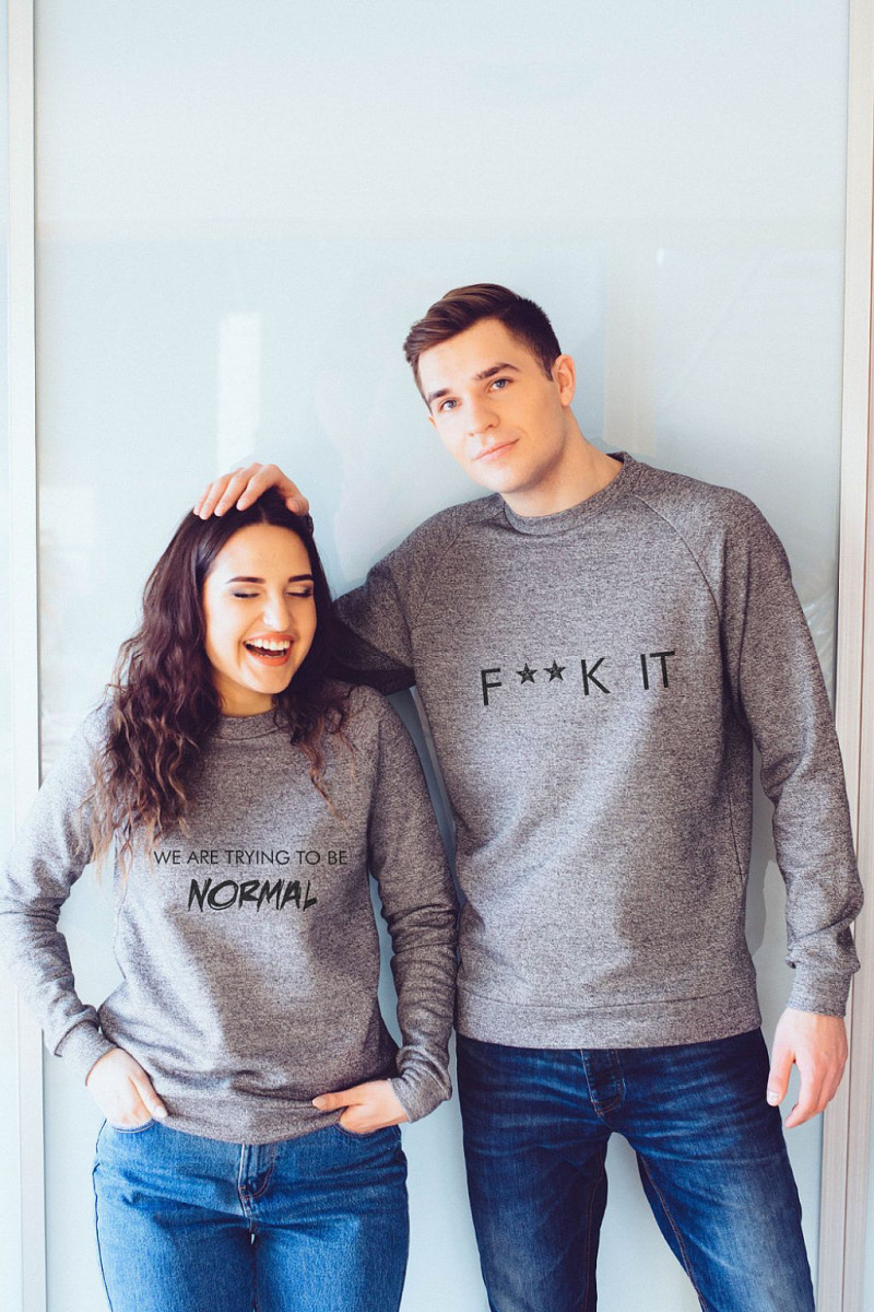 Valentine Matching Couple Outfits: Casual Cool with Coordinated Grey Sweatshirts