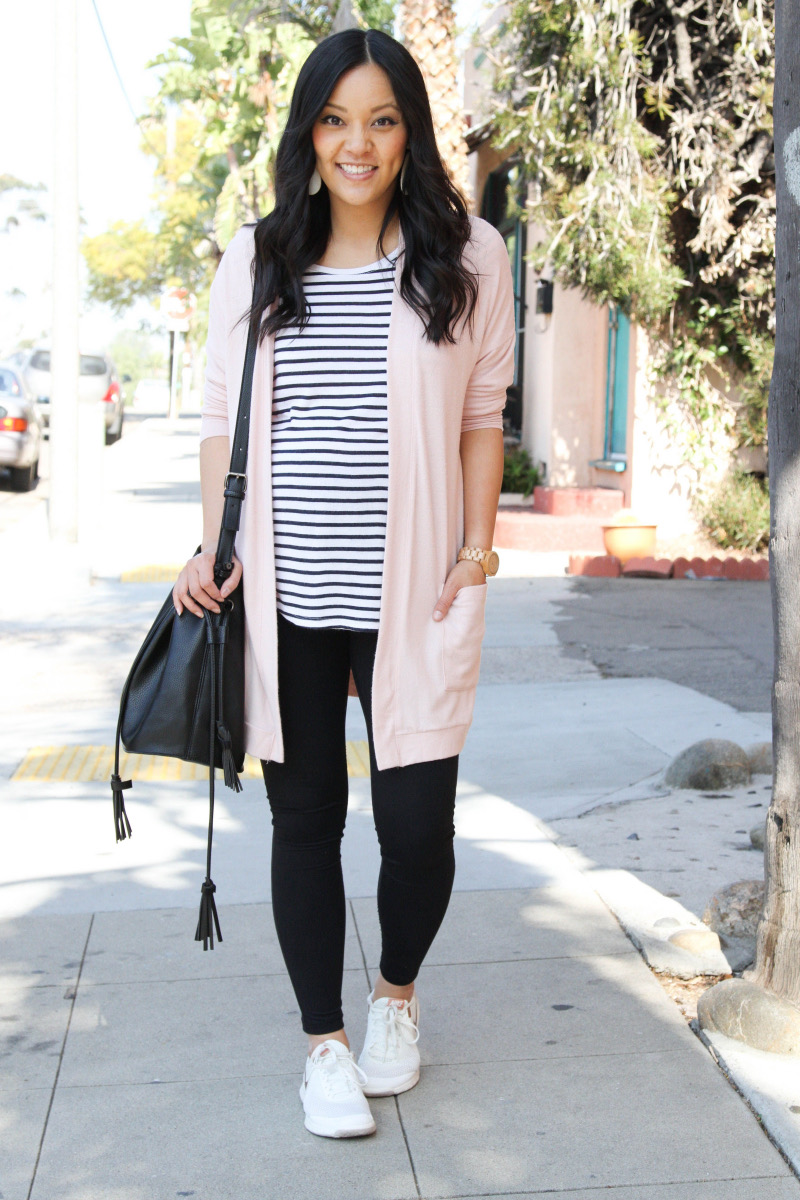 Effortlessly Cool: Layered Spring Leggings Look for Chilly Days